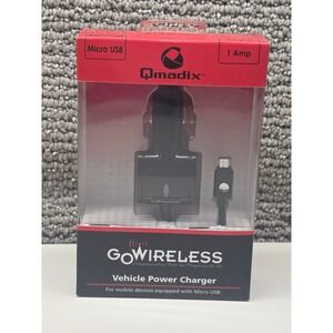 Qmadix GoWireless Micro USB Vehicle Power Car Charger 1 Amp 7ft Coil Cord Black